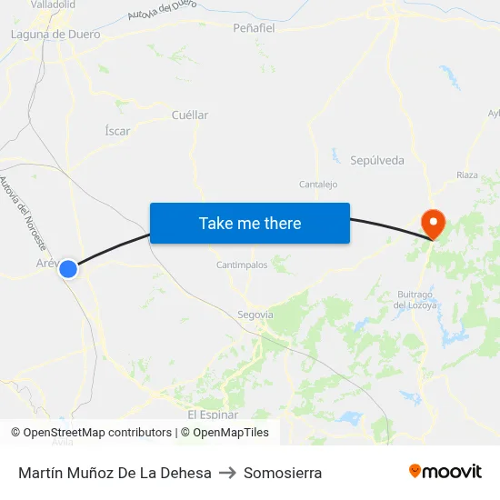 Martín Muñoz De La Dehesa to Somosierra map