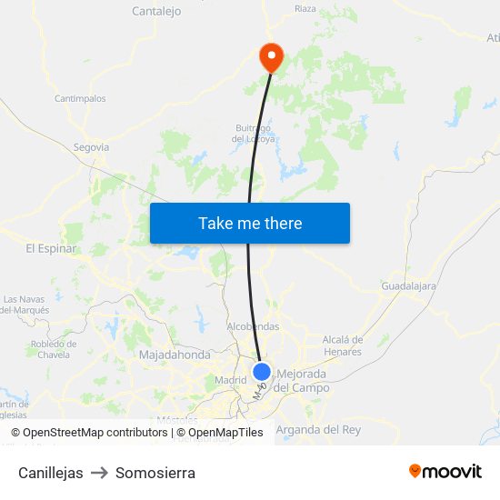 Canillejas to Somosierra map