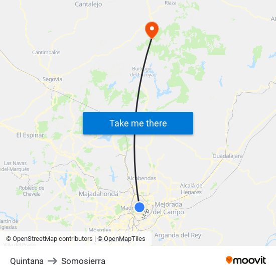 Quintana to Somosierra map