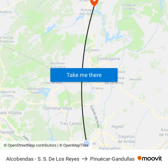 Alcobendas - S. S. De Los Reyes to Pinuécar-Gandullas map