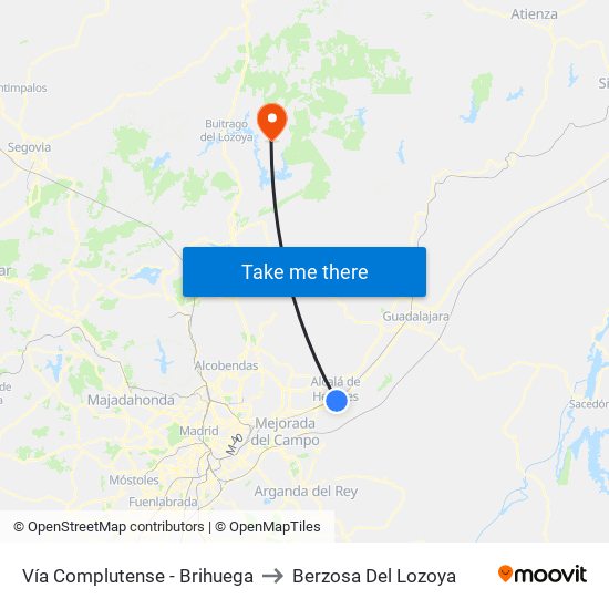 Vía Complutense - Brihuega to Berzosa Del Lozoya map