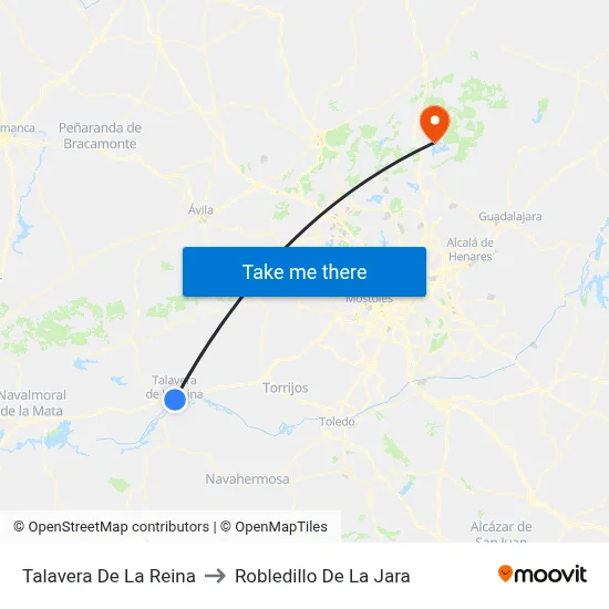 Talavera De La Reina to Robledillo De La Jara map