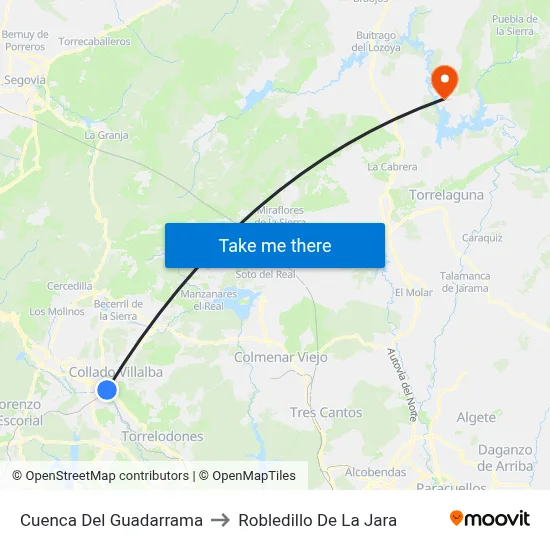 Cuenca Del Guadarrama to Robledillo De La Jara map