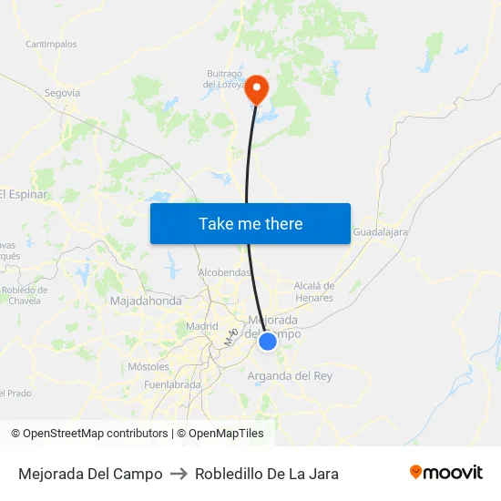 Mejorada Del Campo to Robledillo De La Jara map