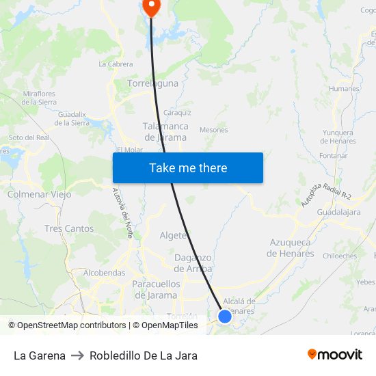 La Garena to Robledillo De La Jara map