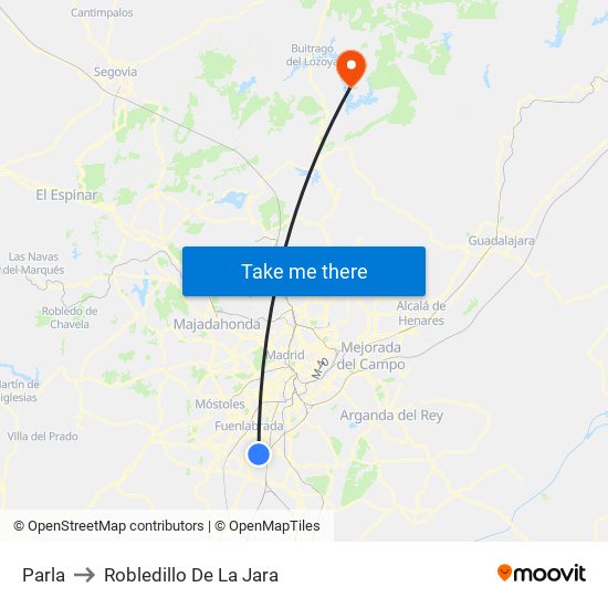 Parla to Robledillo De La Jara map
