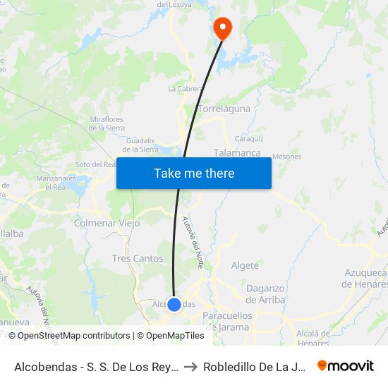 Alcobendas - S. S. De Los Reyes to Robledillo De La Jara map