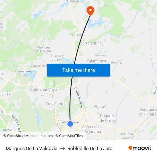 Marqués De La Valdavia to Robledillo De La Jara map
