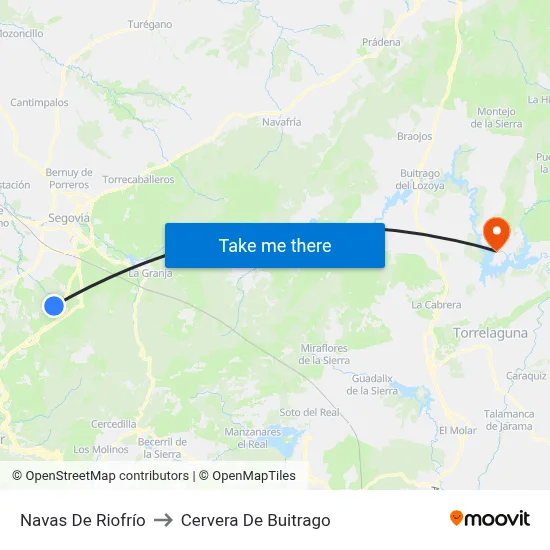 Navas De Riofrío to Cervera De Buitrago map