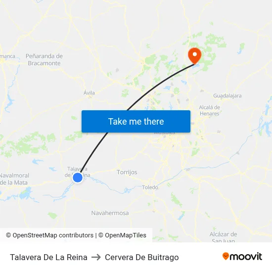 Talavera De La Reina to Cervera De Buitrago map