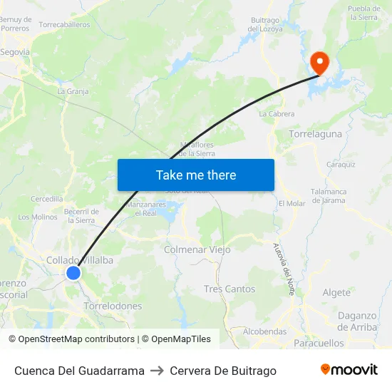 Cuenca Del Guadarrama to Cervera De Buitrago map