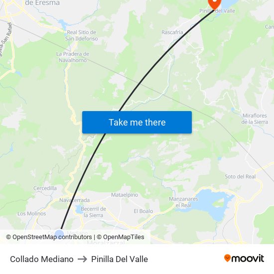 Collado Mediano to Pinilla Del Valle map