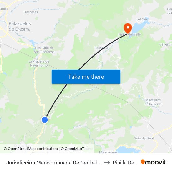 Jurisdicción Mancomunada De Cerdedilla Y Navacerrada to Pinilla Del Valle map