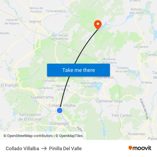 Collado Villalba to Pinilla Del Valle map