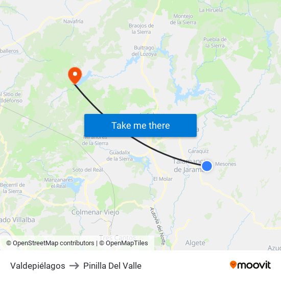Valdepiélagos to Pinilla Del Valle map