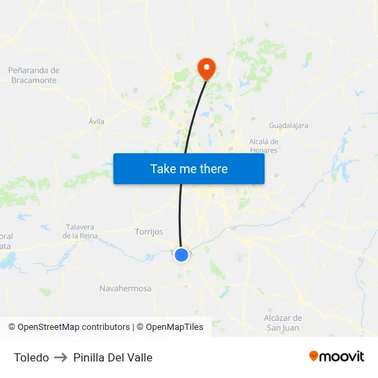 Toledo to Pinilla Del Valle map