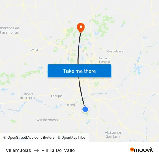 Villamuelas to Pinilla Del Valle map