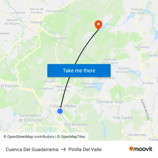 Cuenca Del Guadarrama to Pinilla Del Valle map