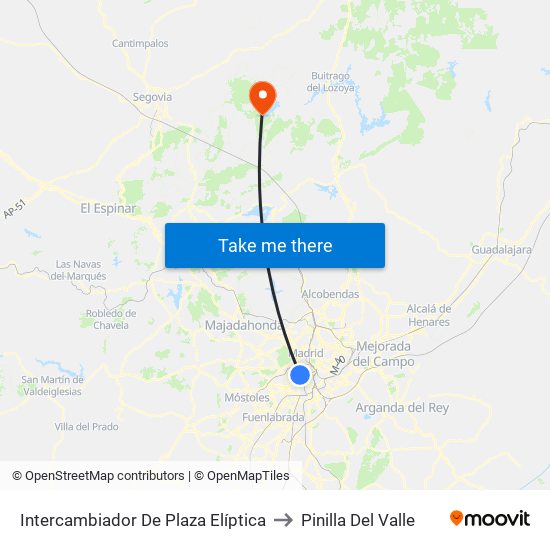 Intercambiador De Plaza Elíptica to Pinilla Del Valle map