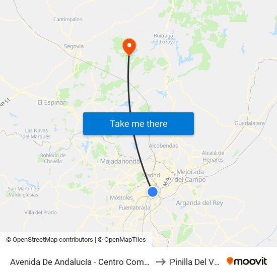 Avenida De Andalucía - Centro Comercial to Pinilla Del Valle map