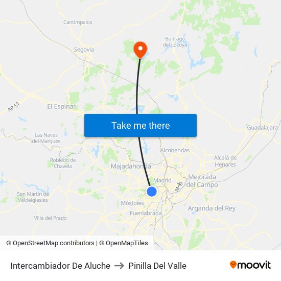 Intercambiador De Aluche to Pinilla Del Valle map