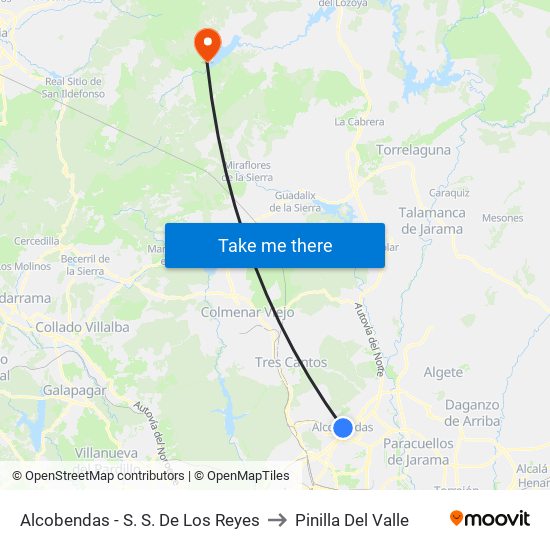 Alcobendas - S. S. De Los Reyes to Pinilla Del Valle map