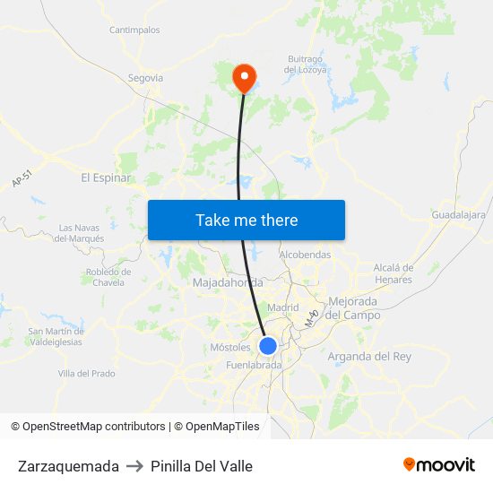 Zarzaquemada to Pinilla Del Valle map