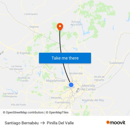 Santiago Bernabéu to Pinilla Del Valle map
