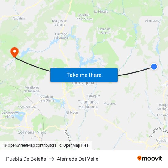 Puebla De Beleña to Alameda Del Valle map