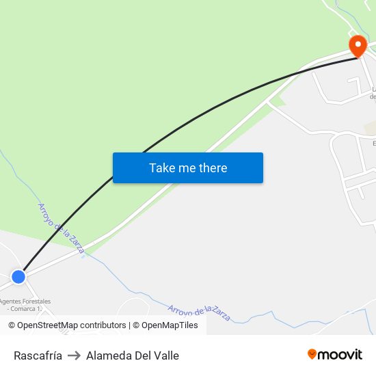 Rascafría to Alameda Del Valle map