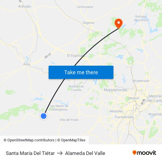 Santa María Del Tiétar to Alameda Del Valle map