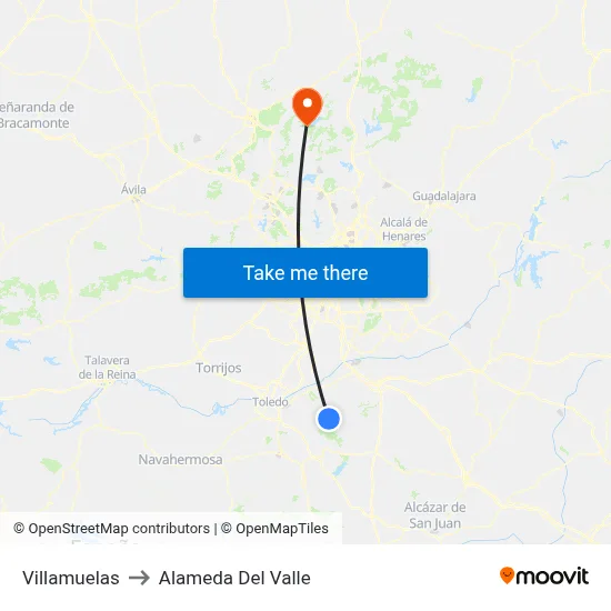 Villamuelas to Alameda Del Valle map