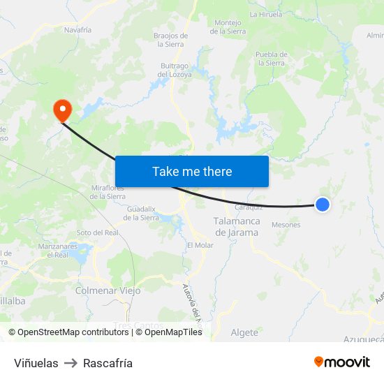 Viñuelas to Rascafría map