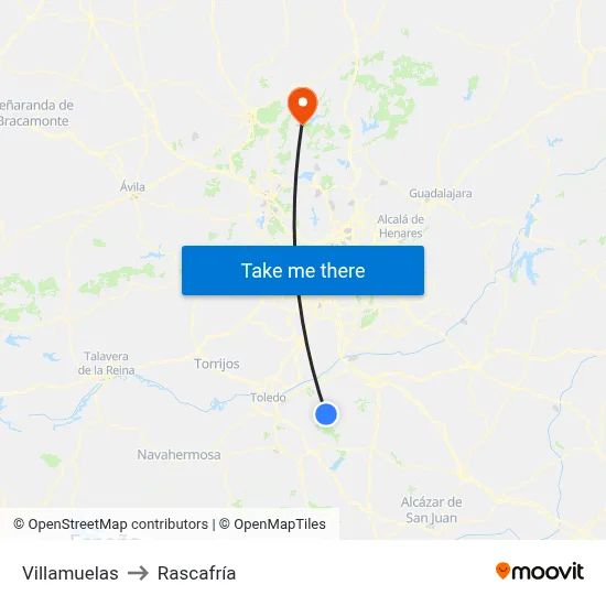 Villamuelas to Rascafría map