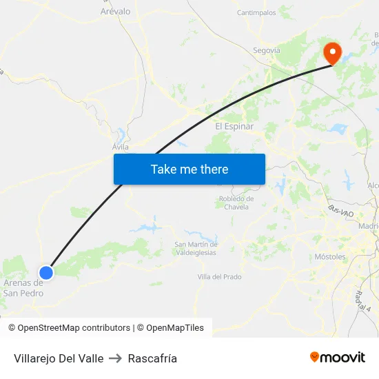 Villarejo Del Valle to Rascafría map