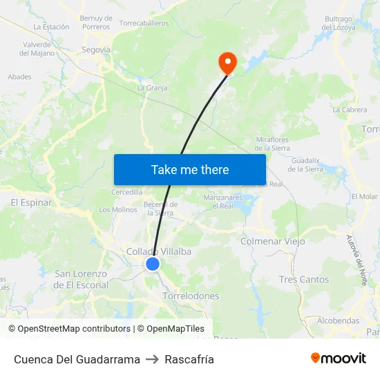 Cuenca Del Guadarrama to Rascafría map