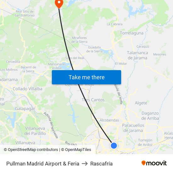 Pullman Madrid Airport & Feria to Rascafría map