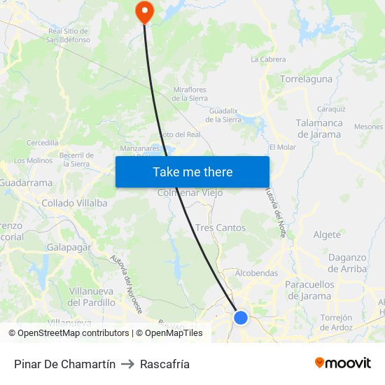 Pinar De Chamartín to Rascafría map