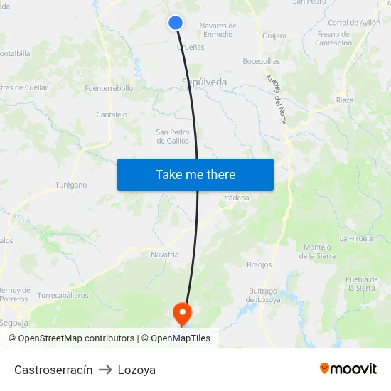 Castroserracín to Lozoya map
