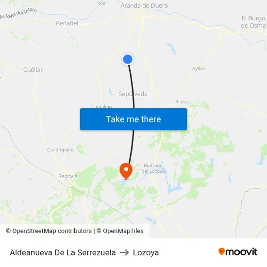 Aldeanueva De La Serrezuela to Lozoya map