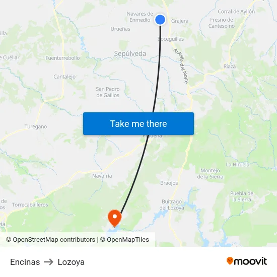 Encinas to Lozoya map