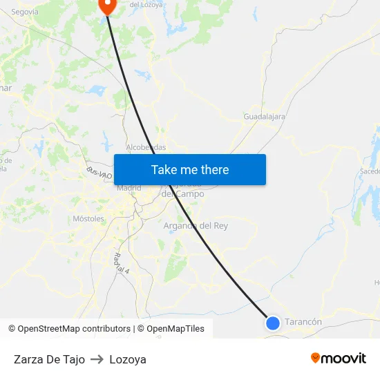 Zarza De Tajo to Lozoya map