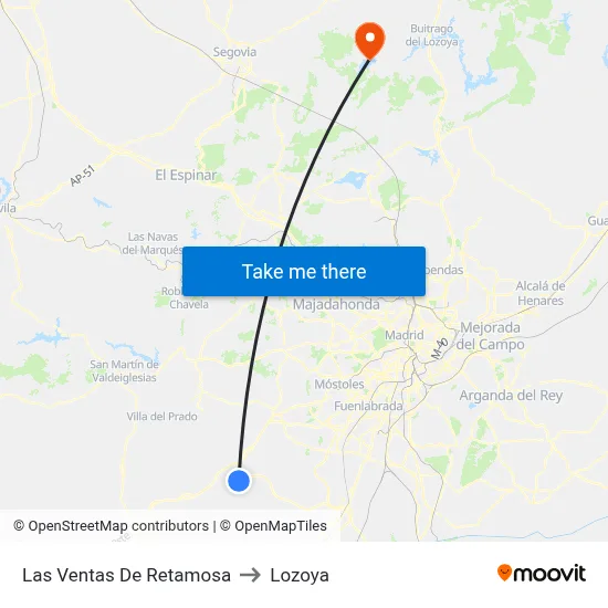 Las Ventas De Retamosa to Lozoya map