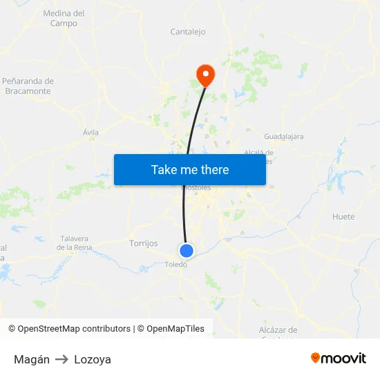 Magán to Lozoya map