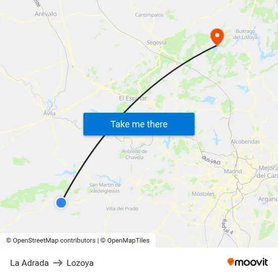 La Adrada to Lozoya map