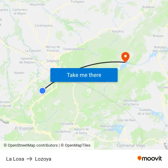 La Losa to Lozoya map