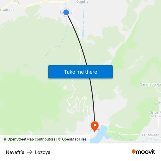 Navafría to Lozoya map