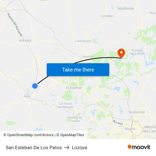 San Esteban De Los Patos to Lozoya map