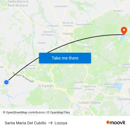 Santa María Del Cubillo to Lozoya map