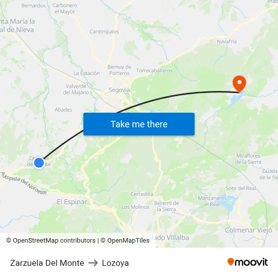 Zarzuela Del Monte to Lozoya map